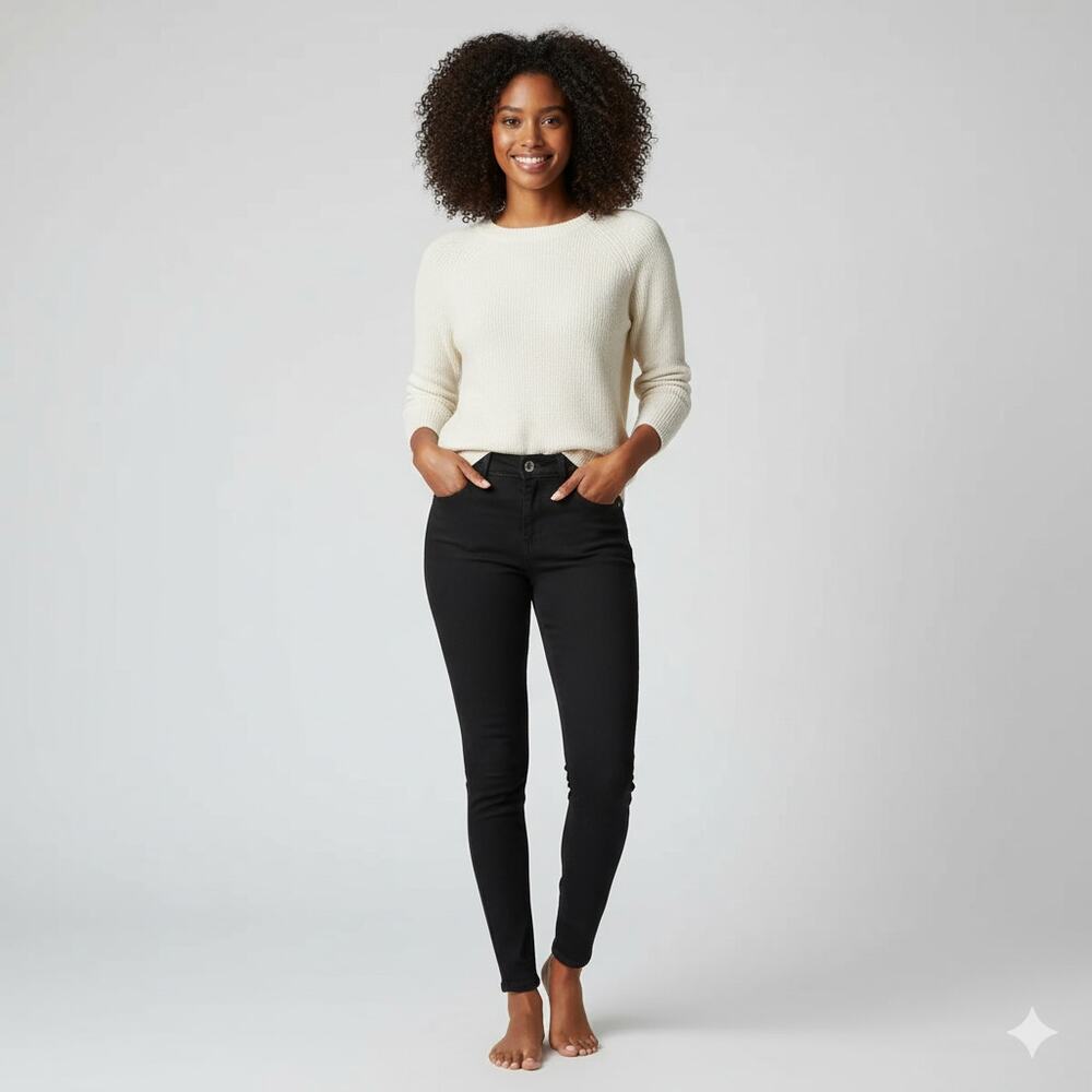 J Brand Maria High-Rise Skinny Jeans In Hewson Black Comfort Stretch Size 26